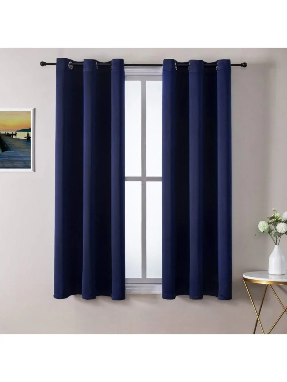 Blackout Curtains 48” Long - 2 Panel Set, Grommet Thermal Insulated Room